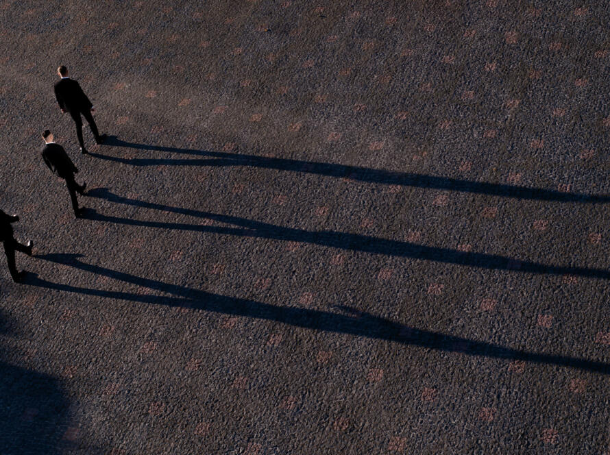 Shadows Of Groomsmen Anf Groom Outdoors